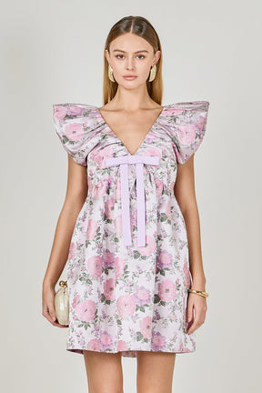 Jacquard with bow Mini Dress