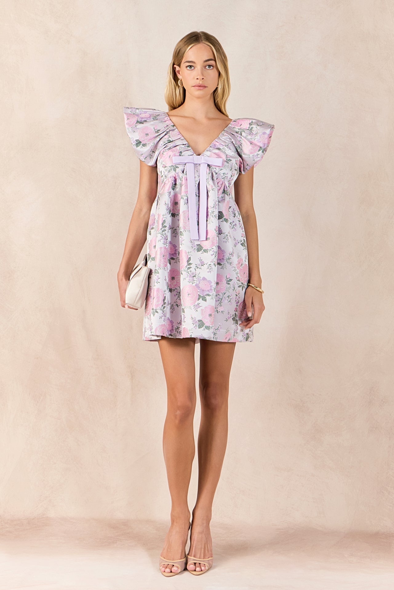 ENDLESS ROSE - Jacquard Mini Dress with Bow - DRESSES available at Objectrare