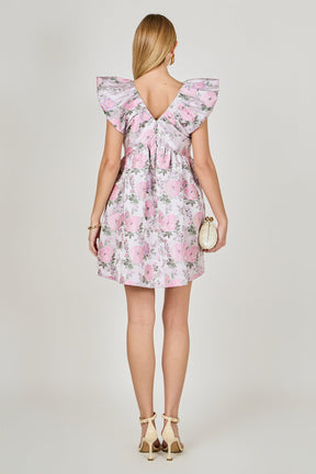 Jacquard with bow Mini Dress