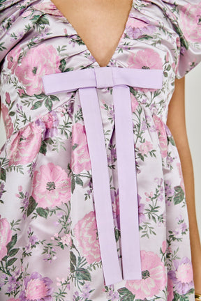 Jacquard with bow Mini Dress