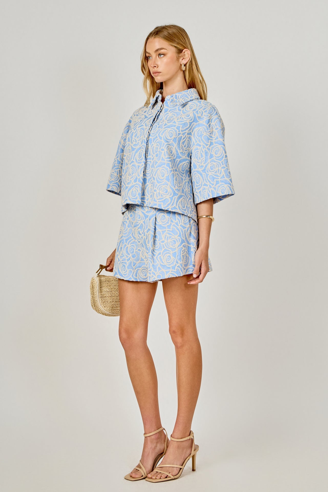 ENDLESS ROSE - Embroidered High Waisted Shorts - SHORTS available at Objectrare