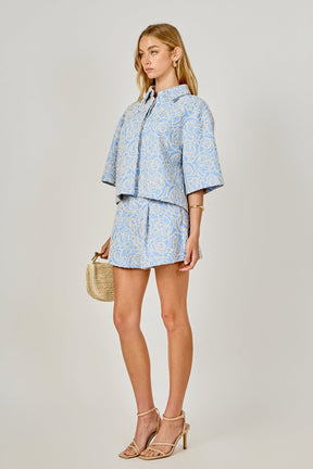 ENDLESS ROSE - Embroidered High Waisted Shorts - SHORTS available at Objectrare