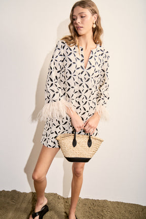 ENGLISH FACTORY - Crochet Feather Trim Mini Dress - DRESSES available at Objectrare