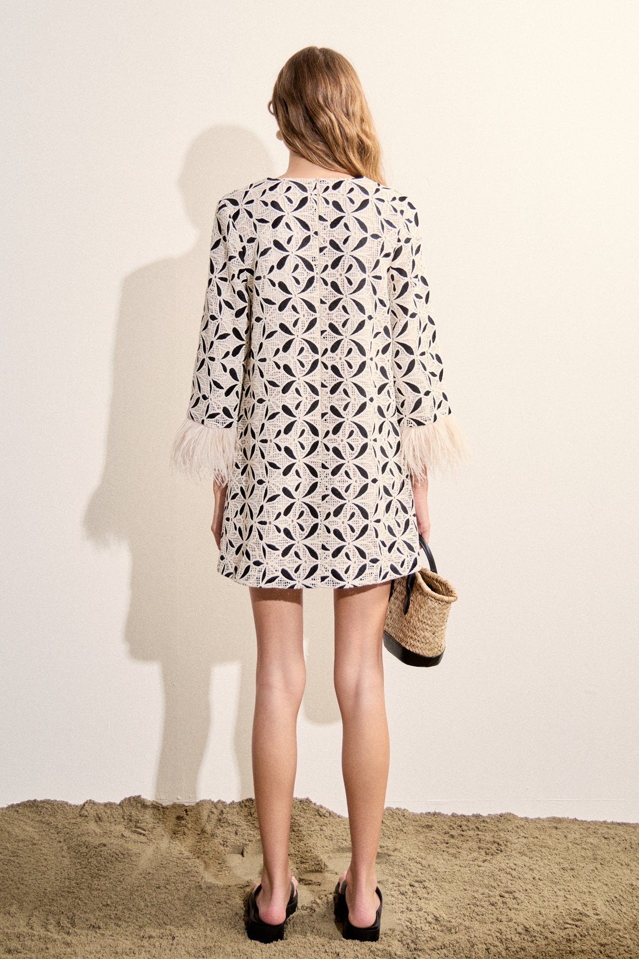 ENGLISH FACTORY - Crochet Feather Trim Mini Dress - DRESSES available at Objectrare