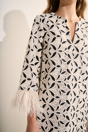 ENGLISH FACTORY - Crochet Feather Trim Mini Dress - DRESSES available at Objectrare