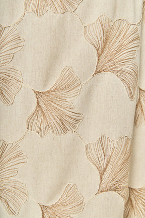 Ginkgo Embroidery Puff Sleeve Mini Dress