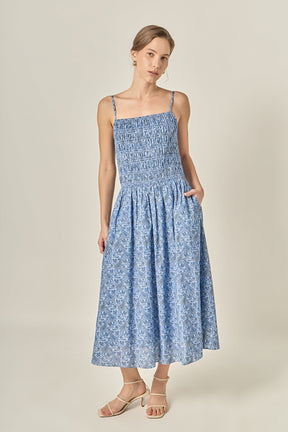 ENGLISH FACTORY - Paisley Smocked Midi Dress - DRESSES available at Objectrare