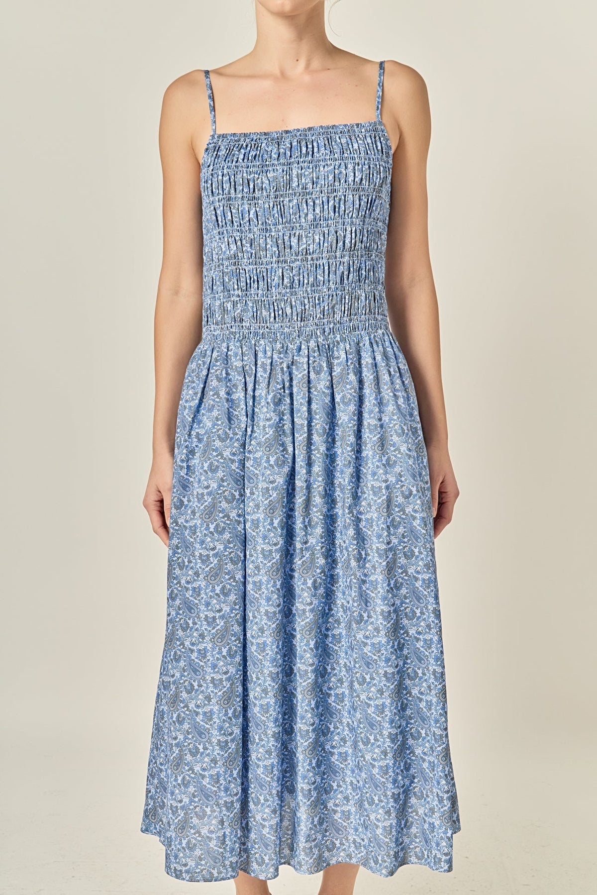 Paisley Smocked Midi Dress