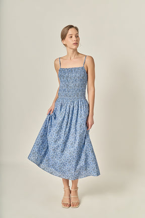 ENGLISH FACTORY - Paisley Smocked Midi Dress - DRESSES available at Objectrare