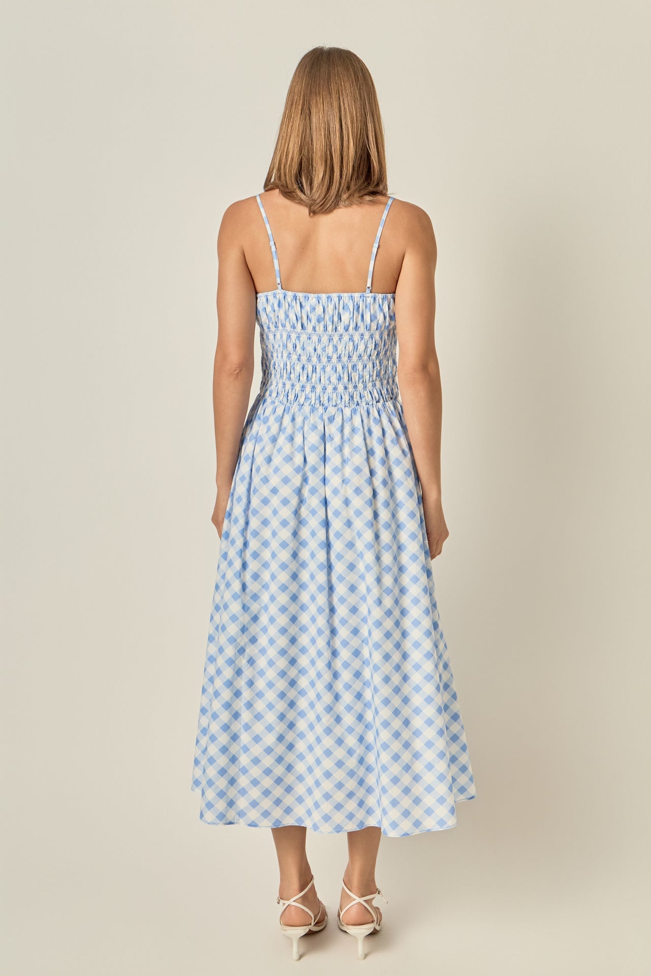 ENGLISH FACTORY - Checked Smocked Midi Dress - DRESSES available at Objectrare