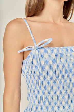 ENGLISH FACTORY - Checked Smocked Midi Dress - DRESSES available at Objectrare