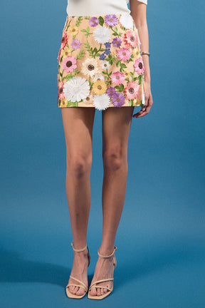 ENDLESS ROSE - Floral Embroidered Mini Skirt - SKIRTS available at Objectrare