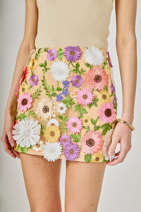 ENDLESS ROSE - Floral Embroidered Mini Skirt - SKIRTS available at Objectrare