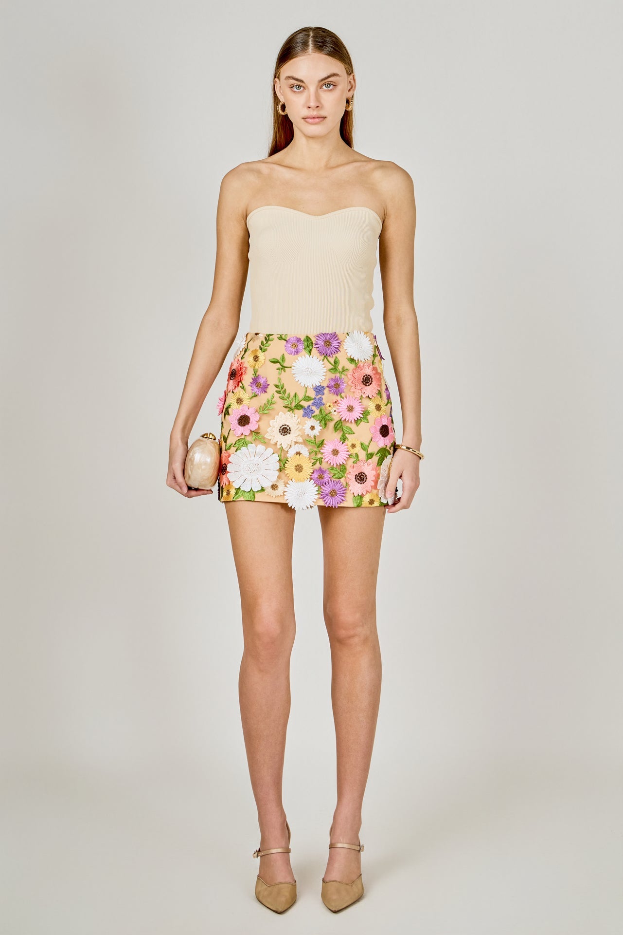 ENDLESS ROSE - Floral Embroidered Mini Skirt - SKIRTS available at Objectrare