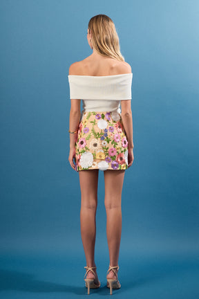 ENDLESS ROSE - Floral Embroidered Mini Skirt - SKIRTS available at Objectrare