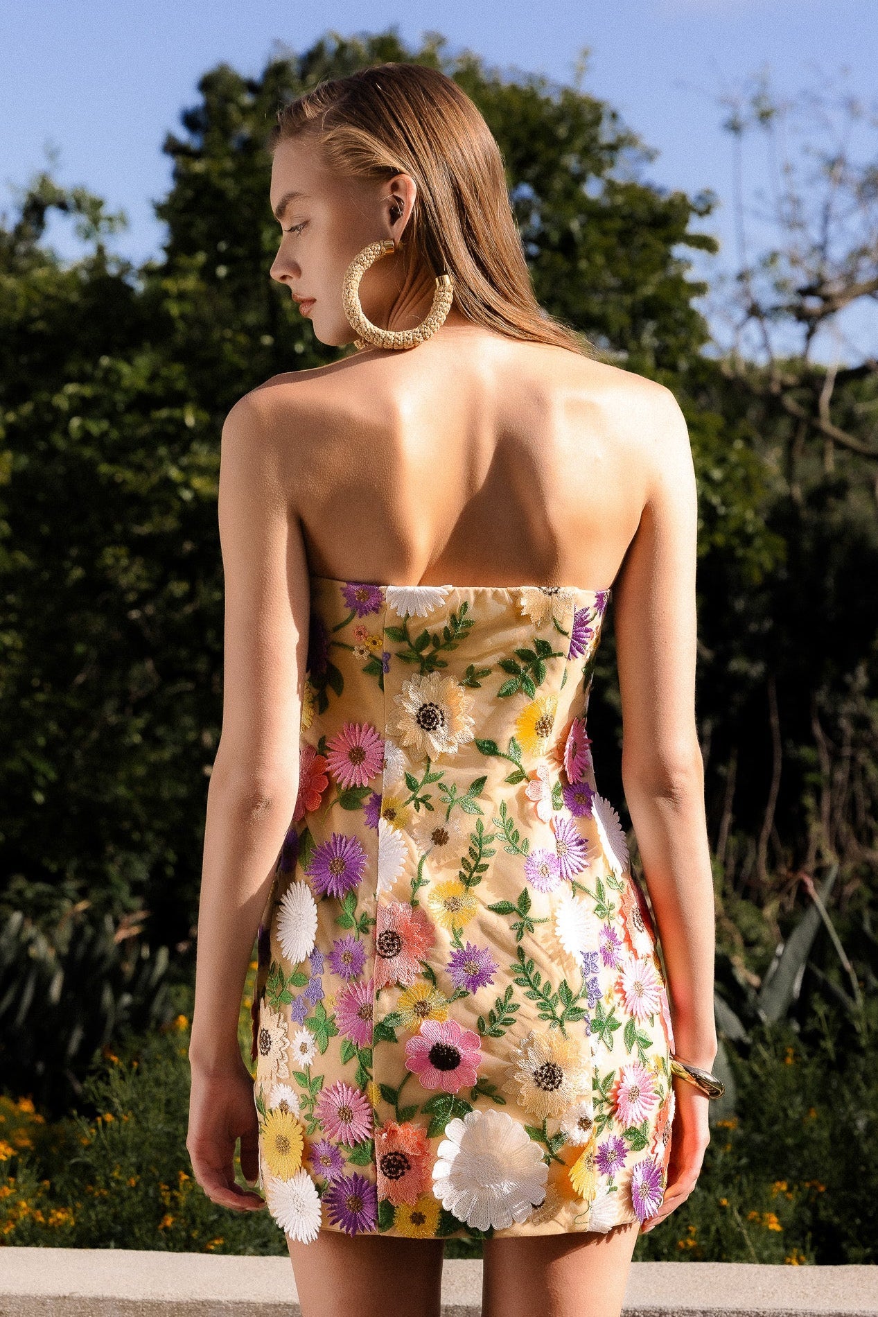 ENDLESS ROSE - Floral Embroidered Mini Strapless Dress - DRESSES available at Objectrare