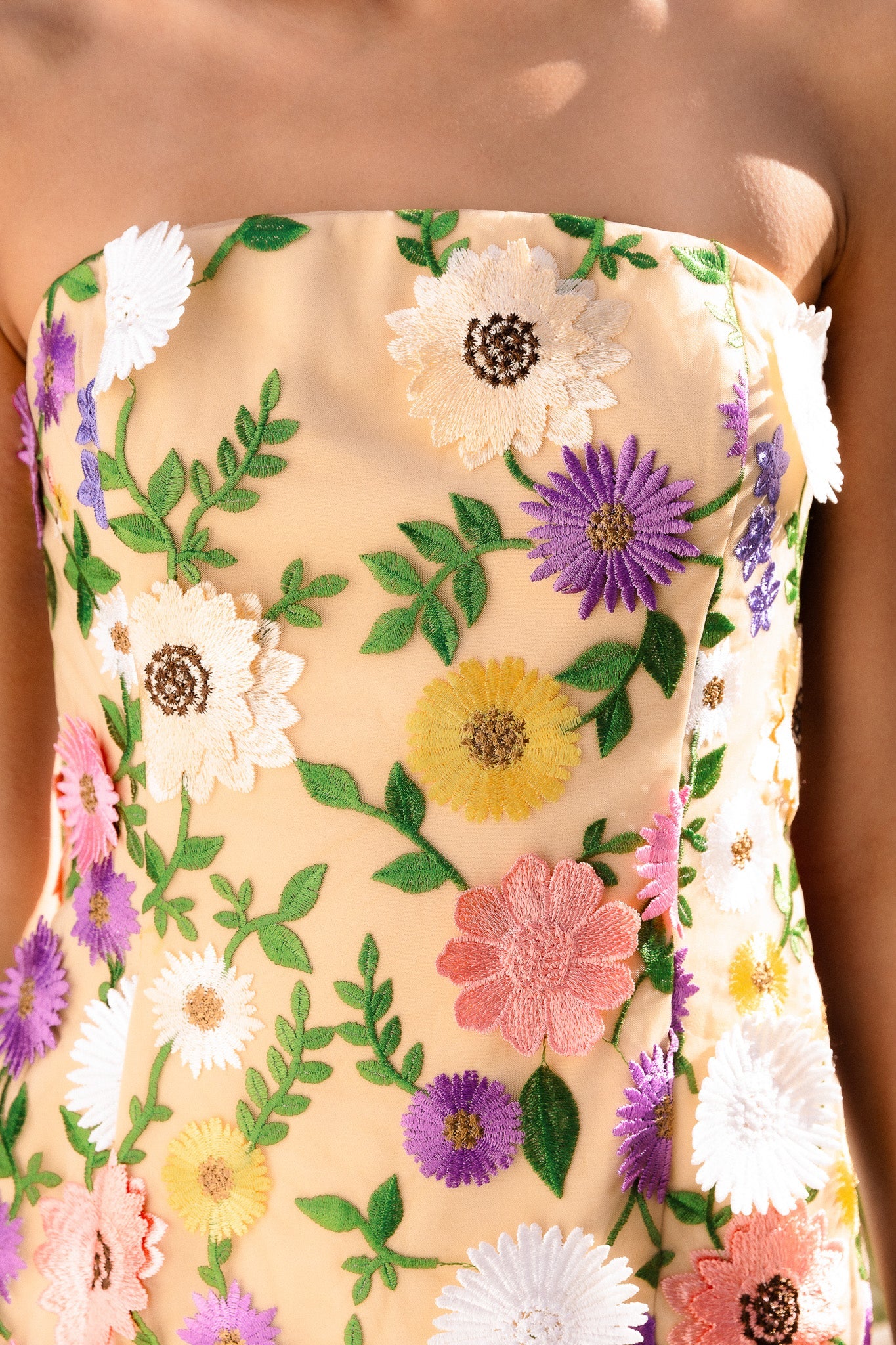 ENDLESS ROSE - Floral Embroidered Mini Strapless Dress - DRESSES available at Objectrare