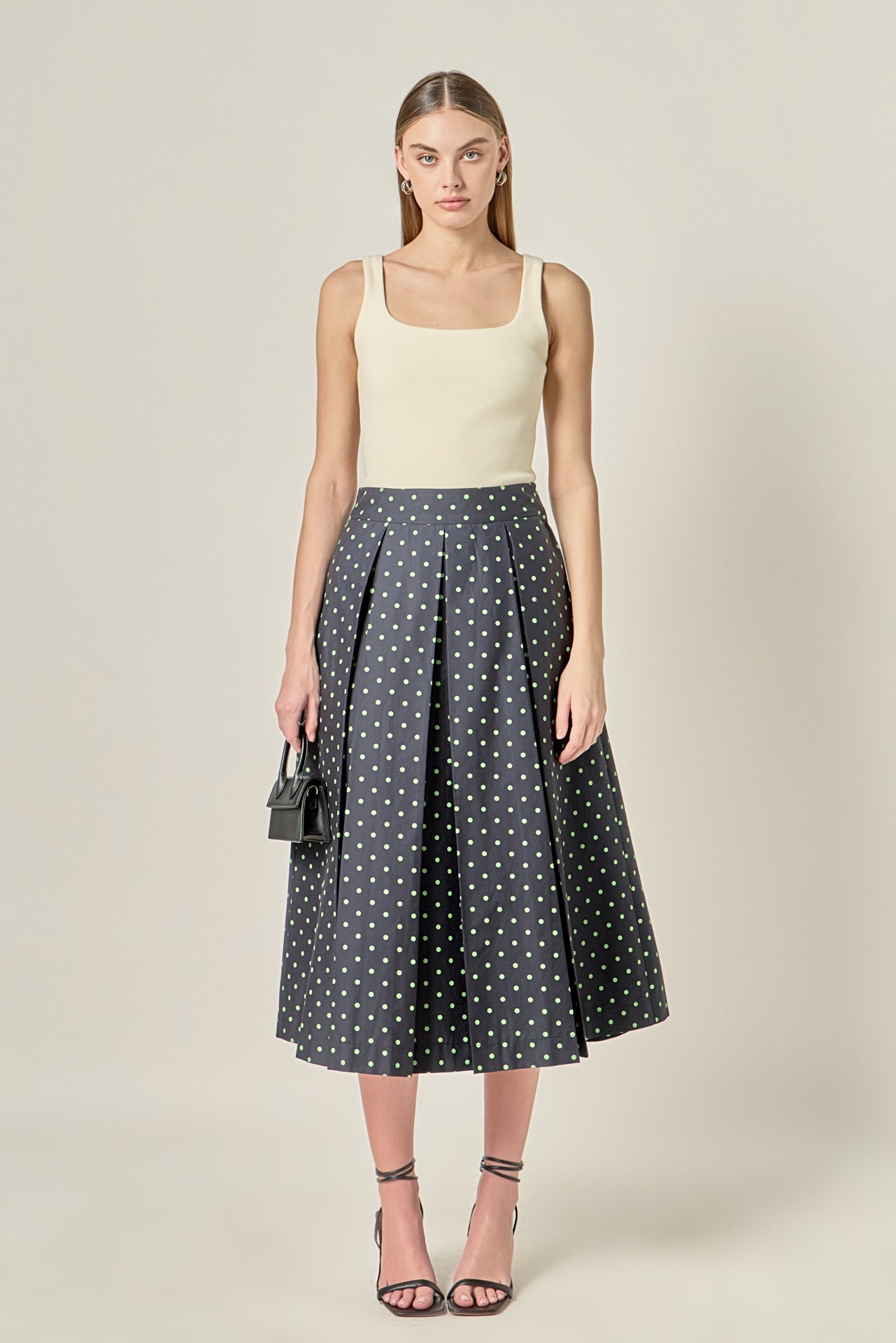ENGLISH FACTORY - Polka Dot Pleated Midi Skirt - SKIRTS available at Objectrare