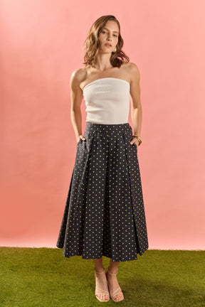 ENGLISH FACTORY - Polka Dot Pleated Midi Skirt - SKIRTS available at Objectrare