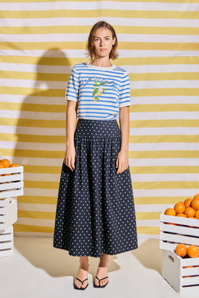 ENGLISH FACTORY - Polka Dot High-Waisted Midi Skirt - SKIRTS available at Objectrare