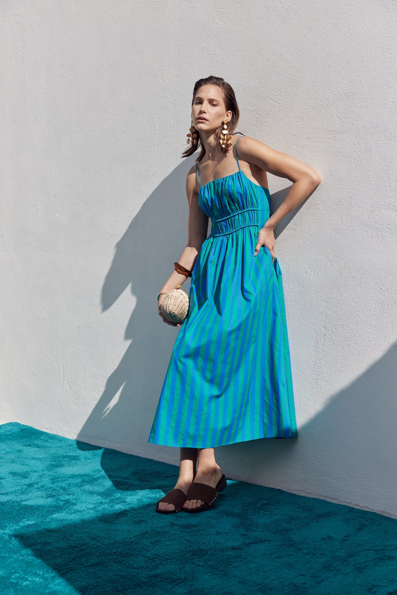 Stripe Sleeveless Maxi Dress