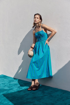 Stripe Sleeveless Maxi Dress