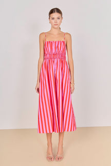 Stripe Sleeveless Maxi Dress