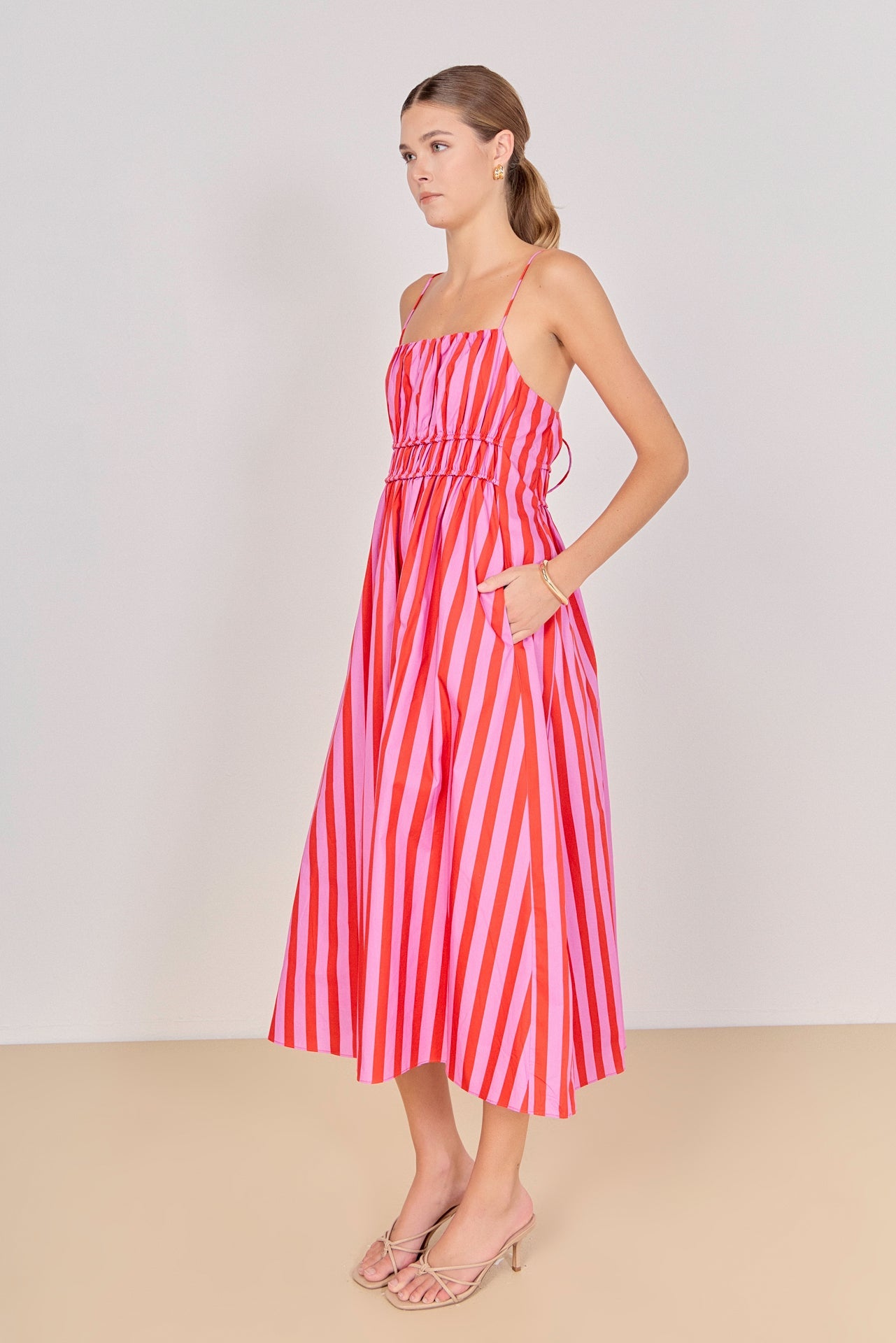 Stripe Sleeveless Maxi Dress