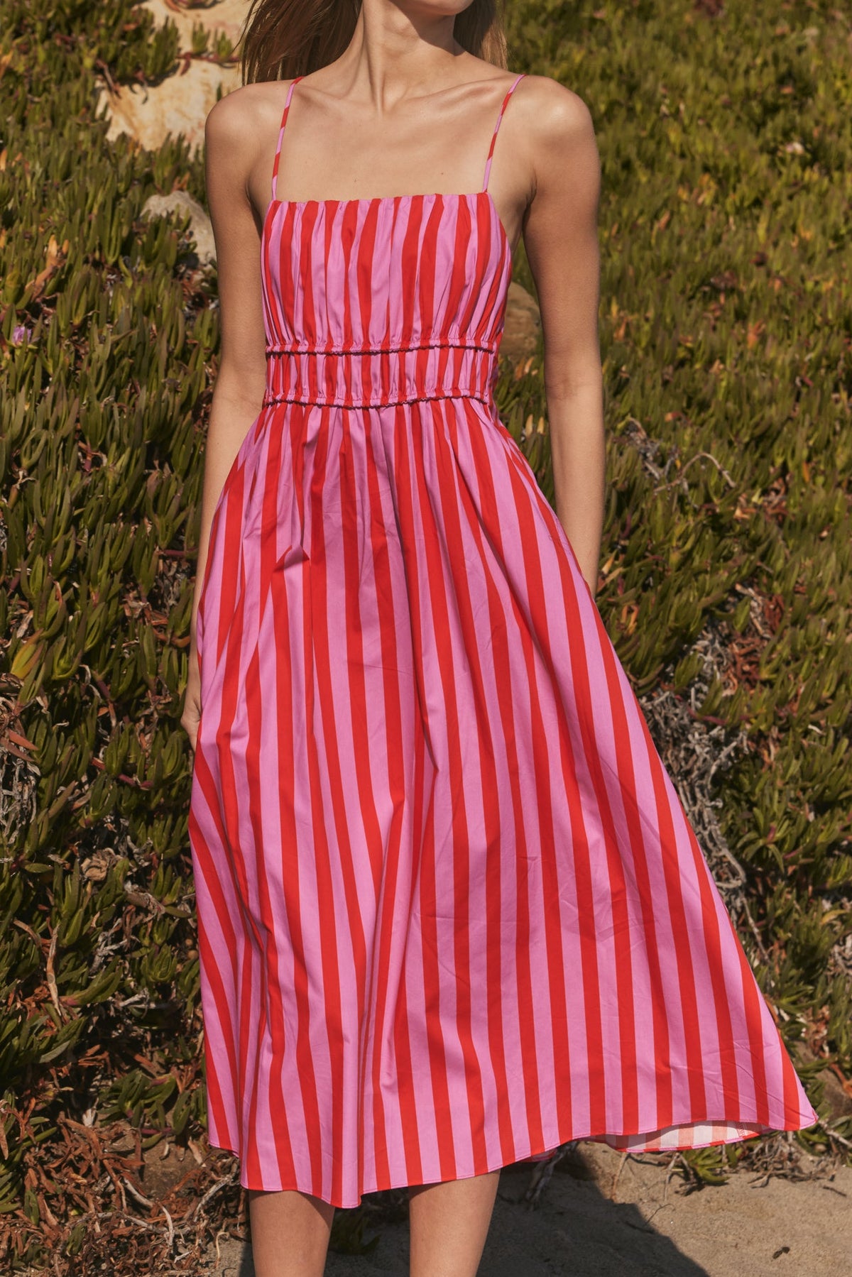 Striped Smocked Waist Maxi Dress