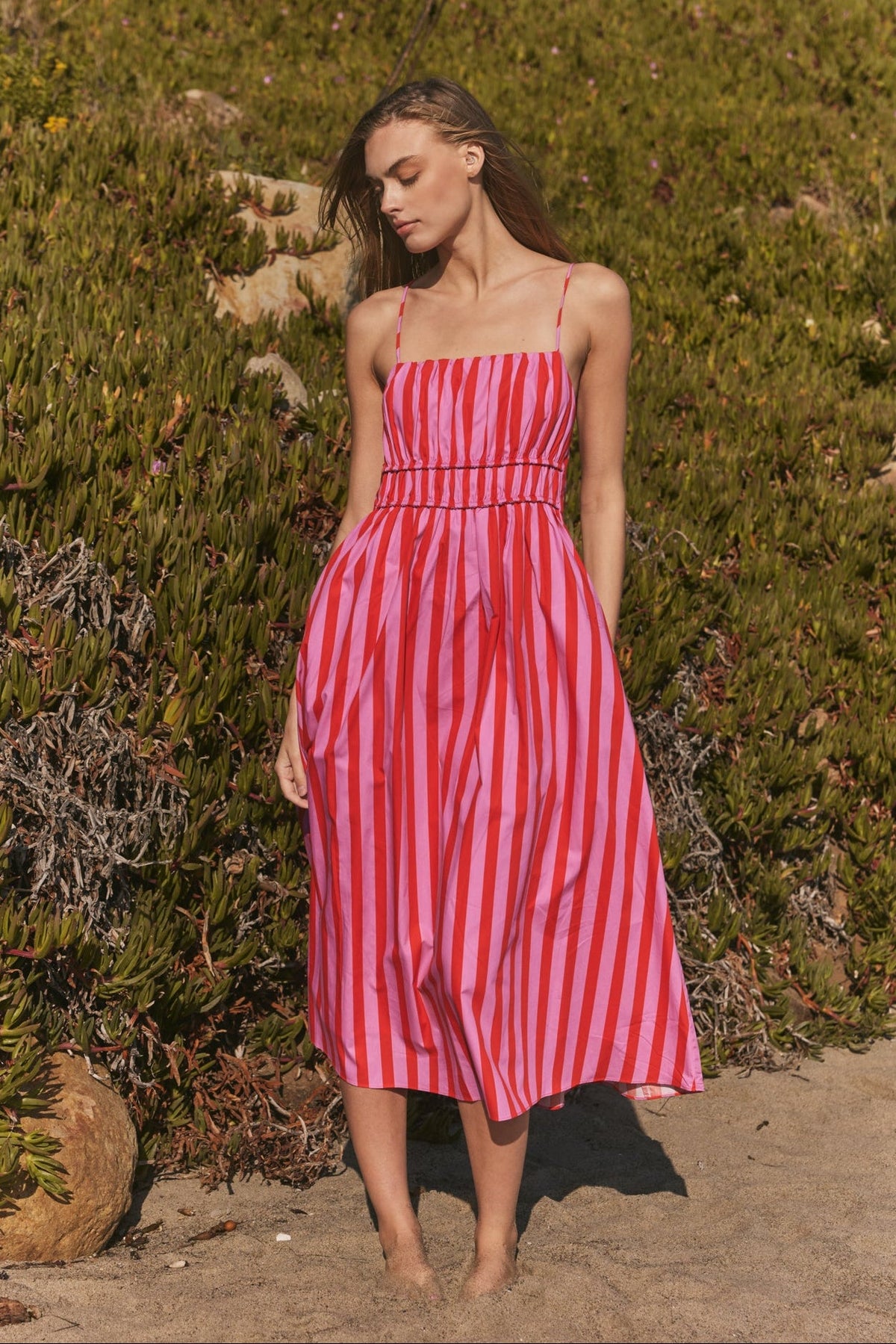 Striped Smocked Waist Maxi Dress