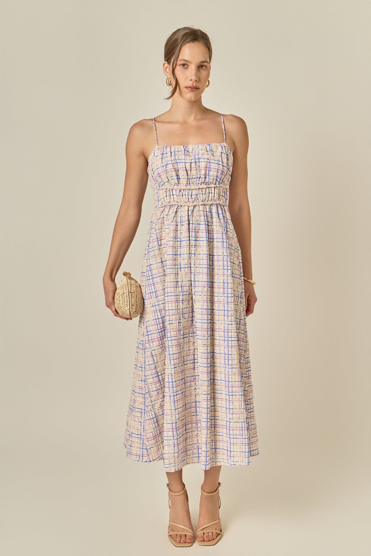 ENGLISH FACTORY - Embroidered Smocked Cami Maxi Dress - DRESSES available at Objectrare