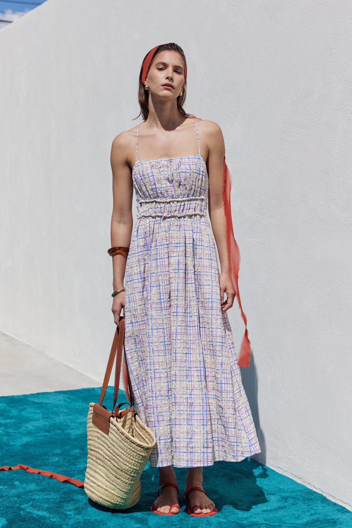 ENGLISH FACTORY - Embroidered Smocked Cami Maxi Dress - DRESSES available at Objectrare
