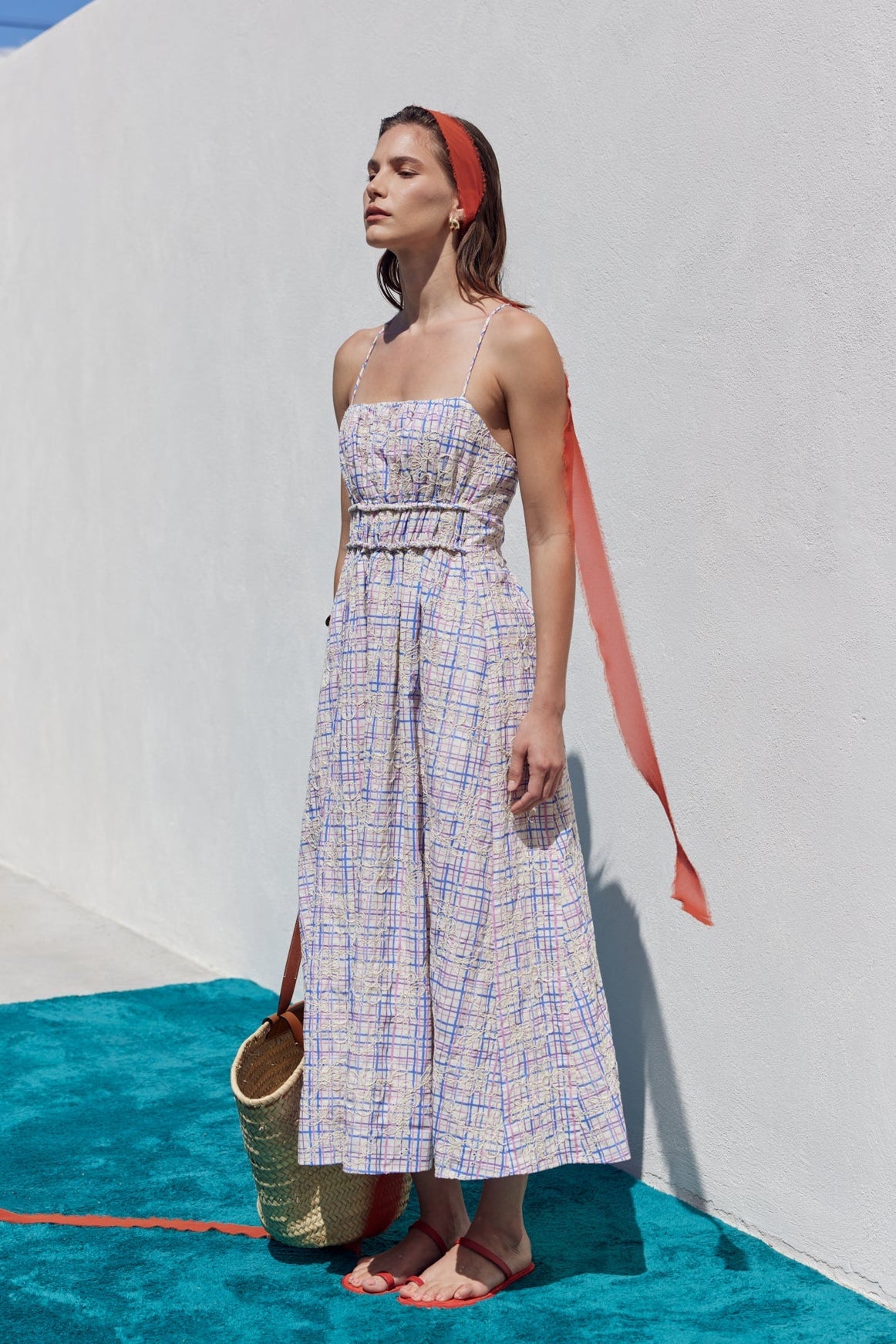 ENGLISH FACTORY - Embroidered Smocked Cami Maxi Dress - DRESSES available at Objectrare
