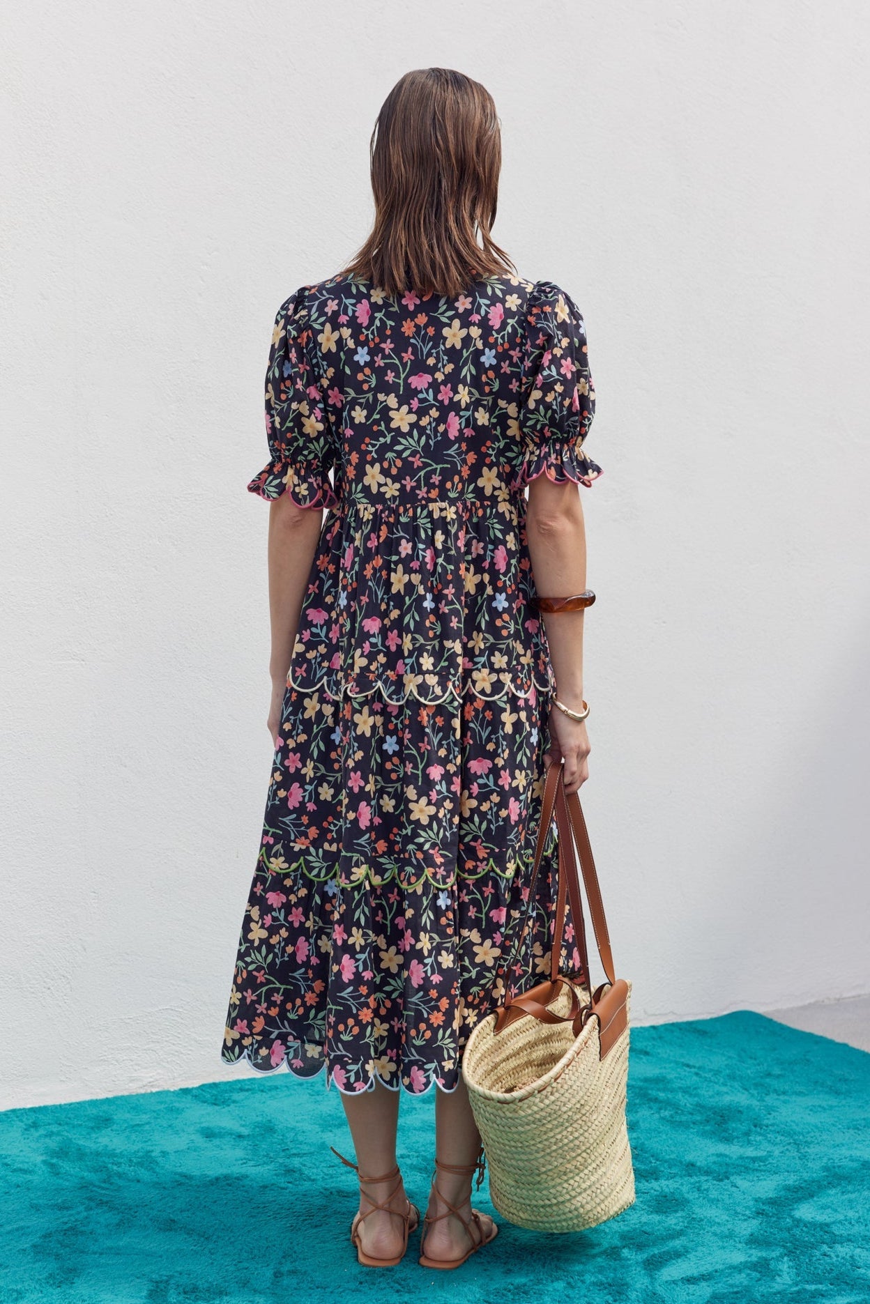 ENGLISH FACTORY - Floral Scallop Midi Dress - DRESSES available at Objectrare