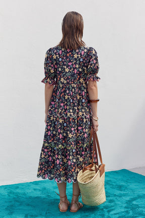 ENGLISH FACTORY - Floral Scallop Midi Dress - DRESSES available at Objectrare
