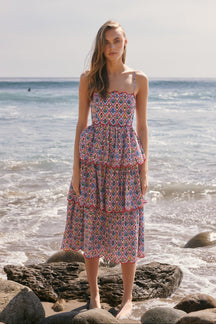 ENGLISH FACTORY - Scalloped Garden Tiered Midi Dress - DRESSES available at Objectrare