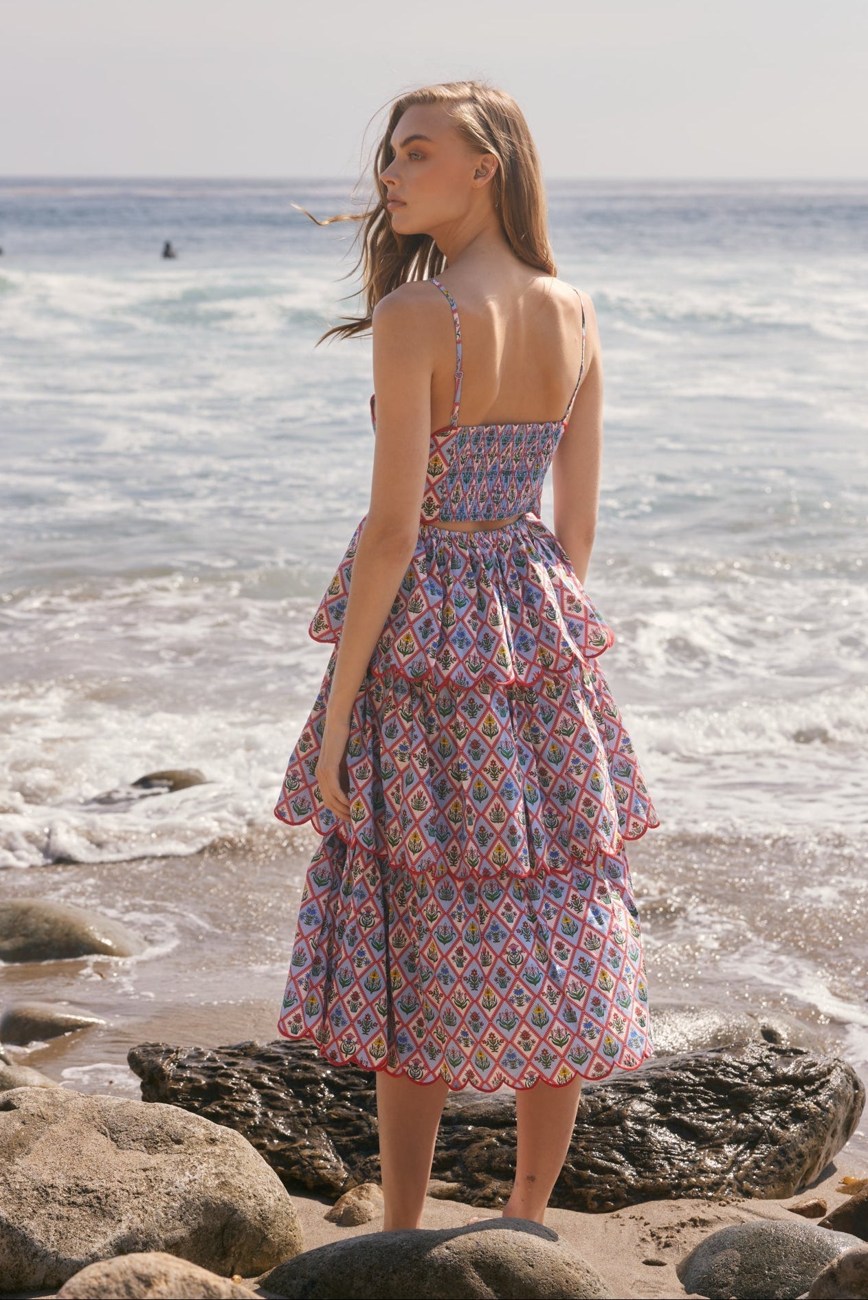 ENGLISH FACTORY - Scalloped Garden Tiered Midi Dress - DRESSES available at Objectrare