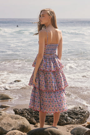 ENGLISH FACTORY - Scalloped Garden Tiered Midi Dress - DRESSES available at Objectrare