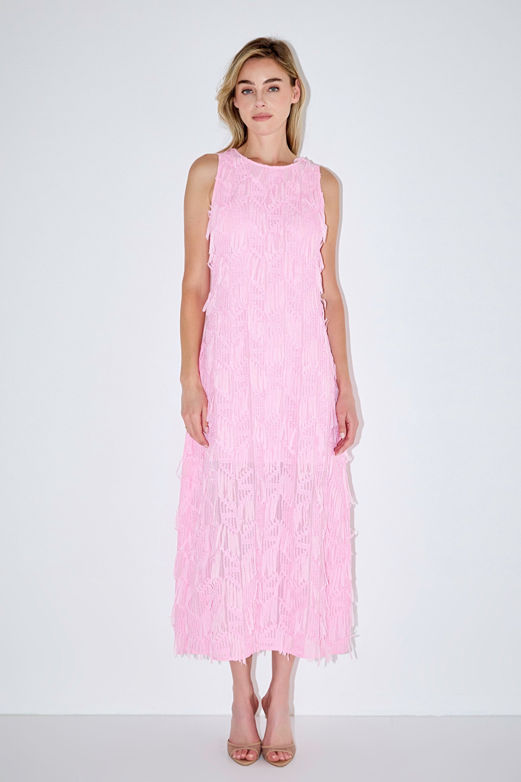 Textured Sleeveless Maxi Dress