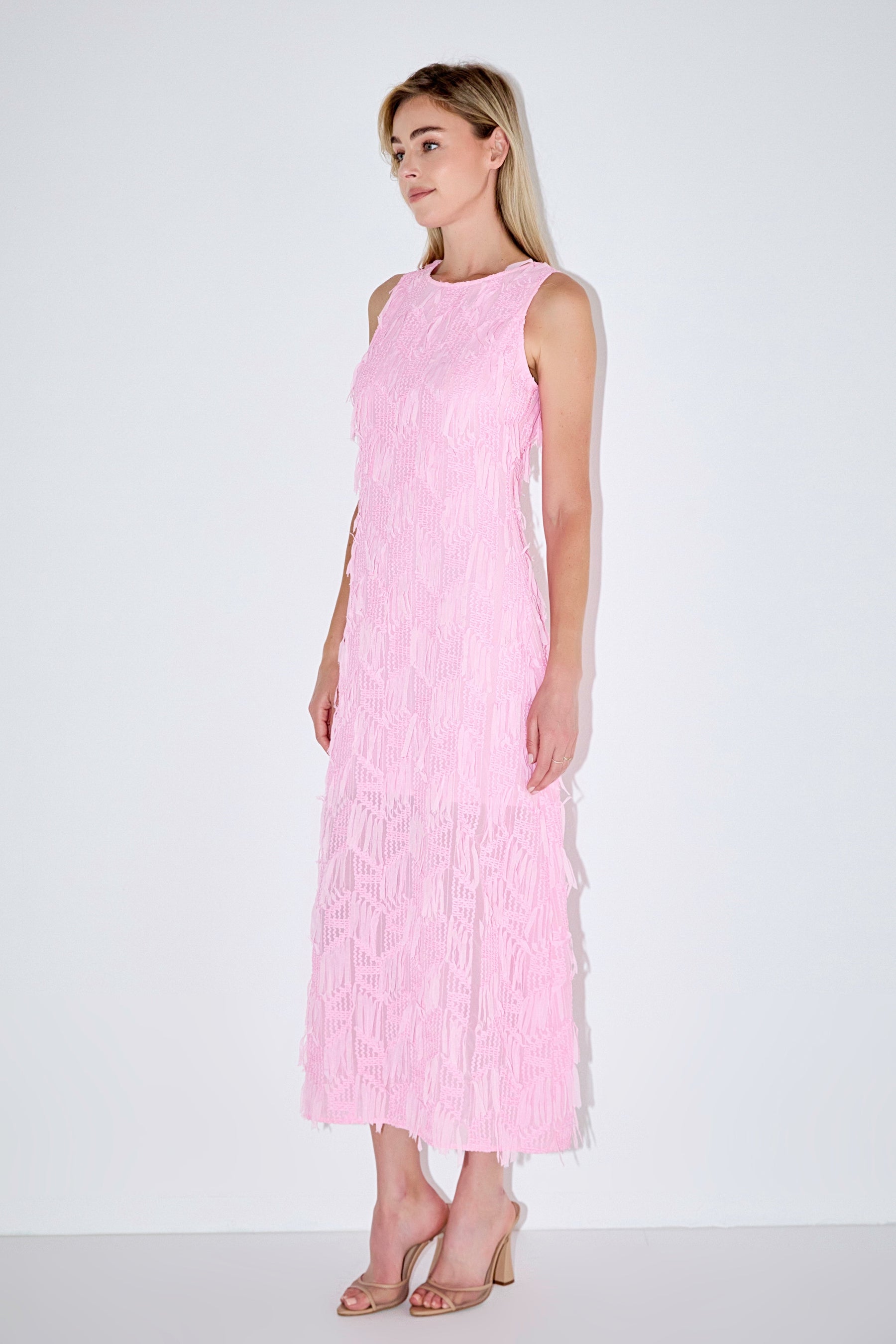 Textured Sleeveless Maxi Dress