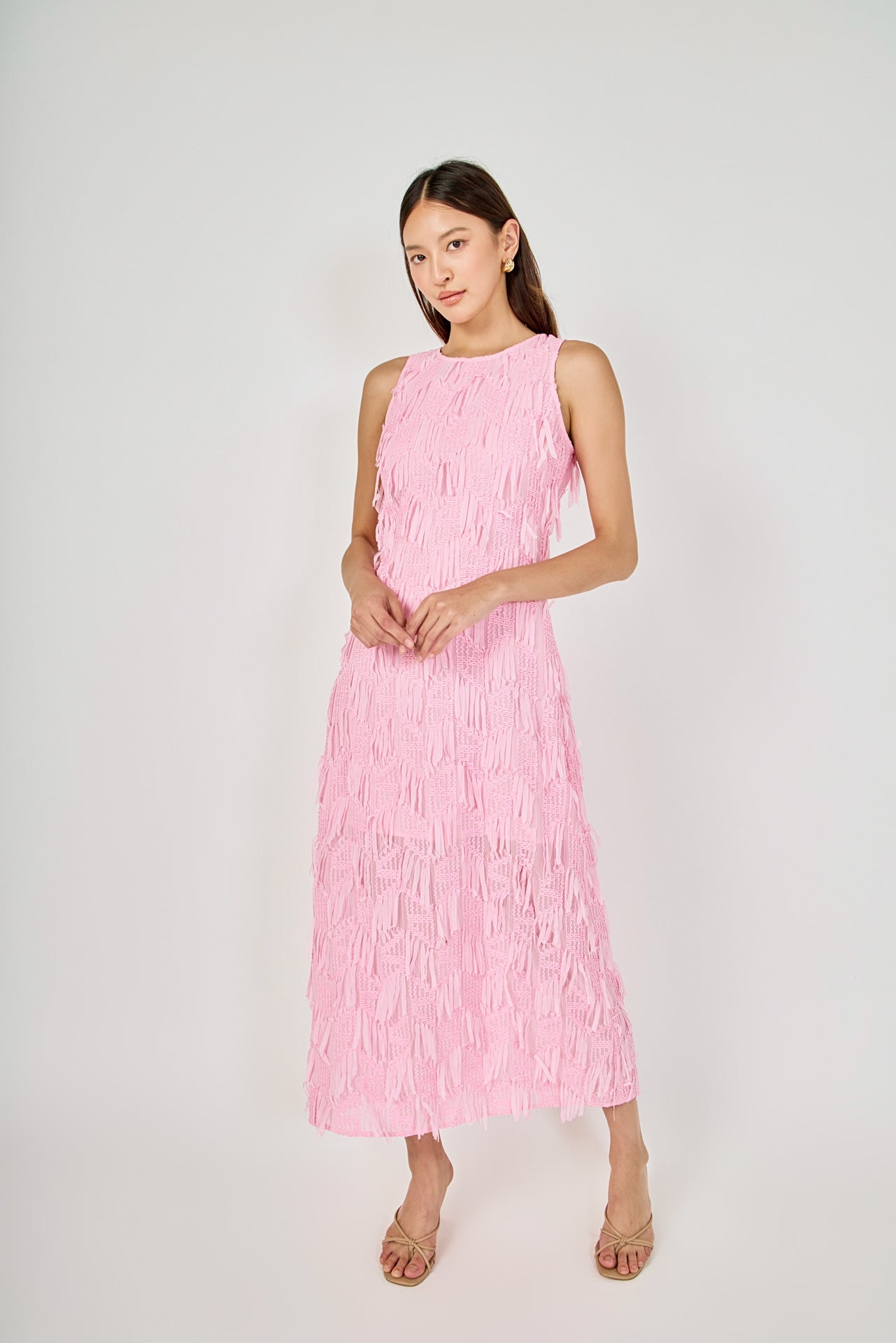 Textured Sleeveless Maxi Dress