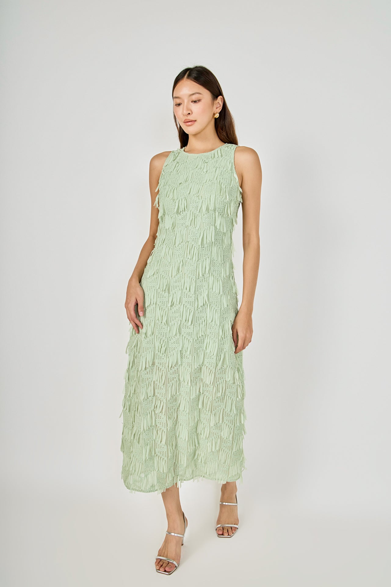 Textured Sleeveless Maxi Dress