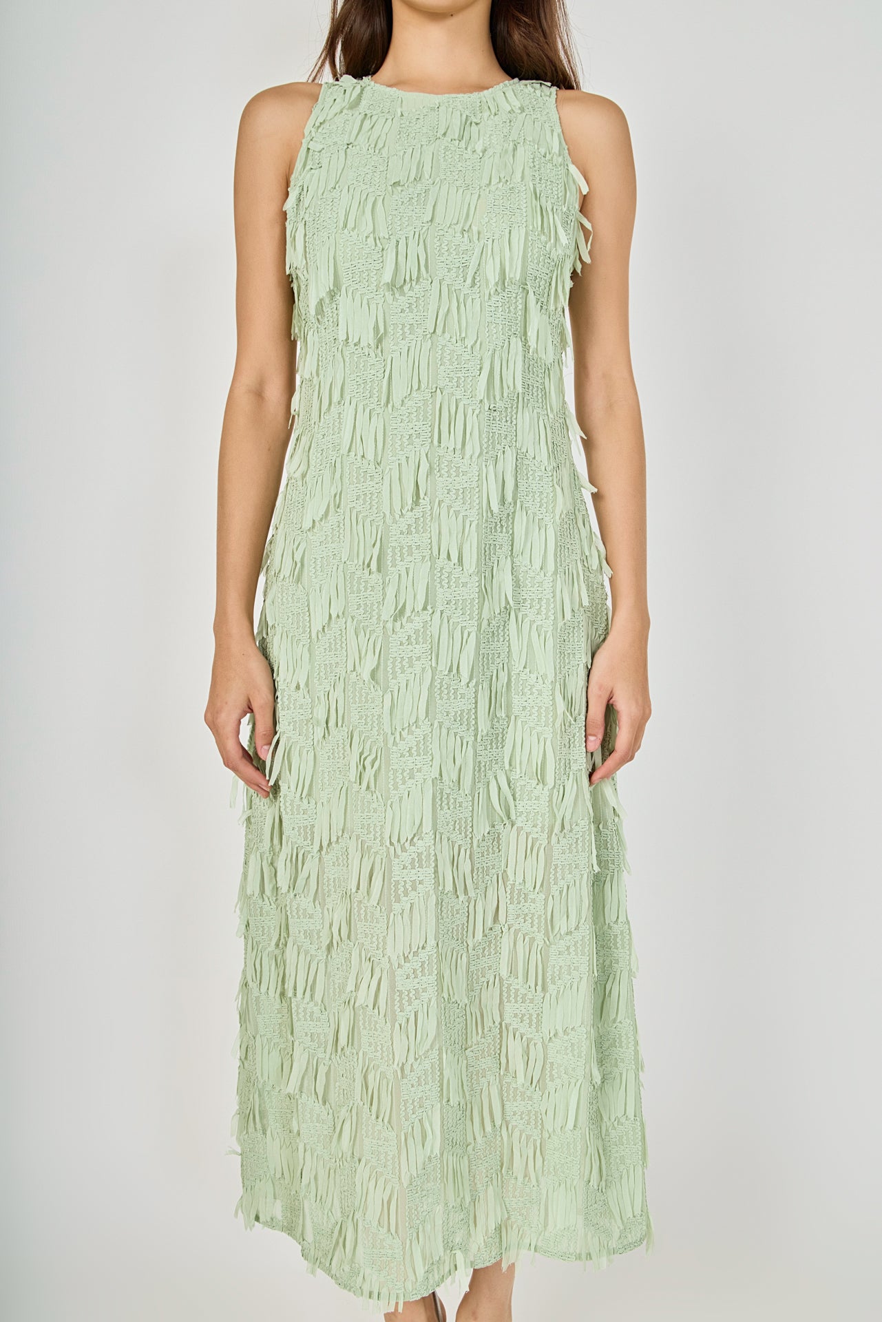 Textured Sleeveless Maxi Dress