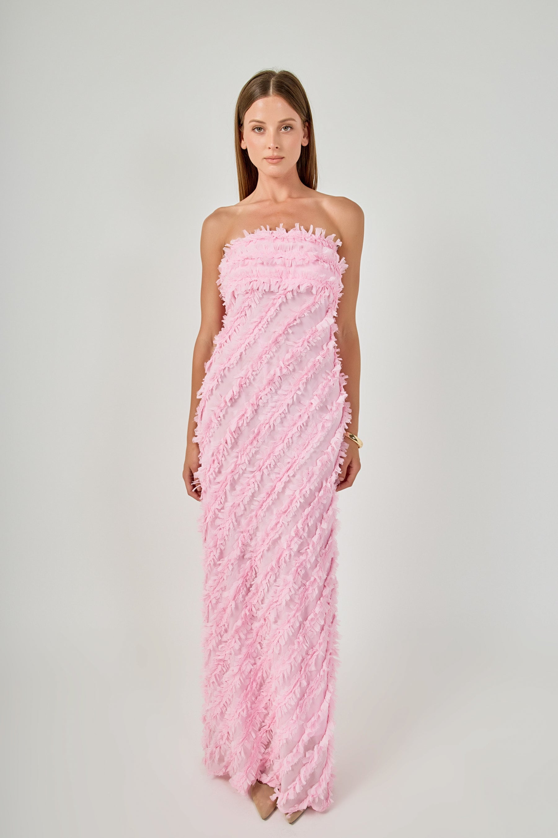 ENDLESS ROSE - Strapless Ruffled Maxi Dress - DRESSES available at Objectrare