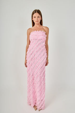 ENDLESS ROSE - Strapless Ruffled Maxi Dress - DRESSES available at Objectrare