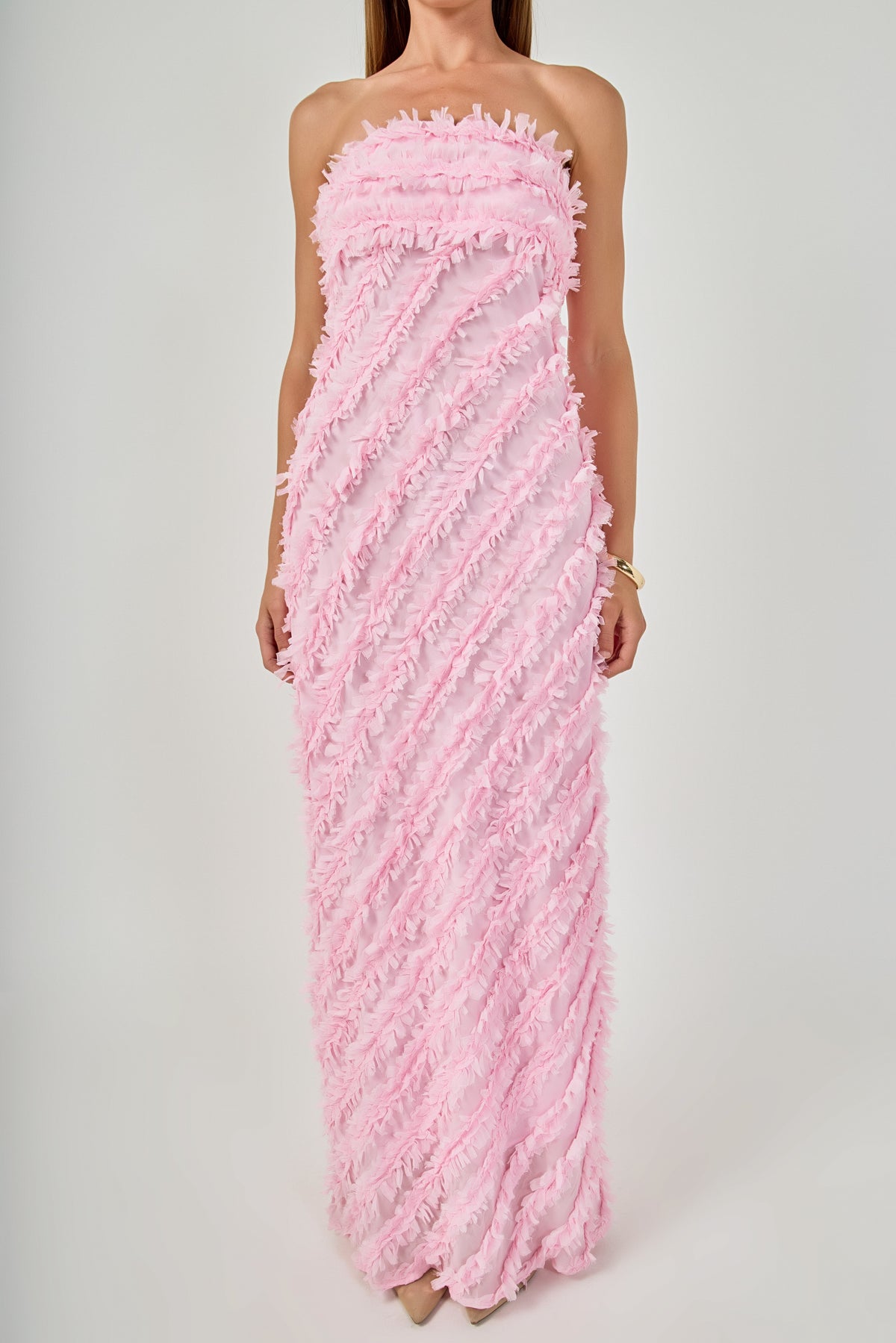 ENDLESS ROSE - Strapless Ruffled Maxi Dress - DRESSES available at Objectrare
