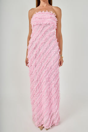 ENDLESS ROSE - Strapless Ruffled Maxi Dress - DRESSES available at Objectrare