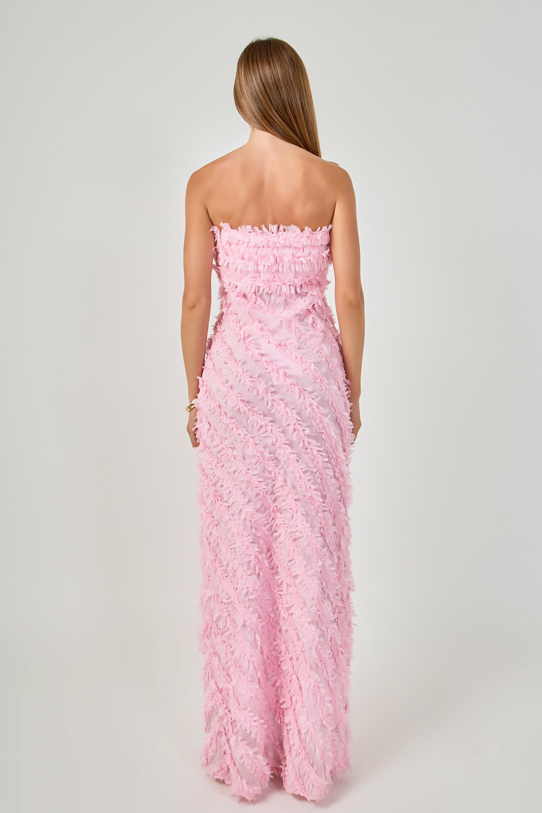 ENDLESS ROSE - Strapless Ruffled Maxi Dress - DRESSES available at Objectrare