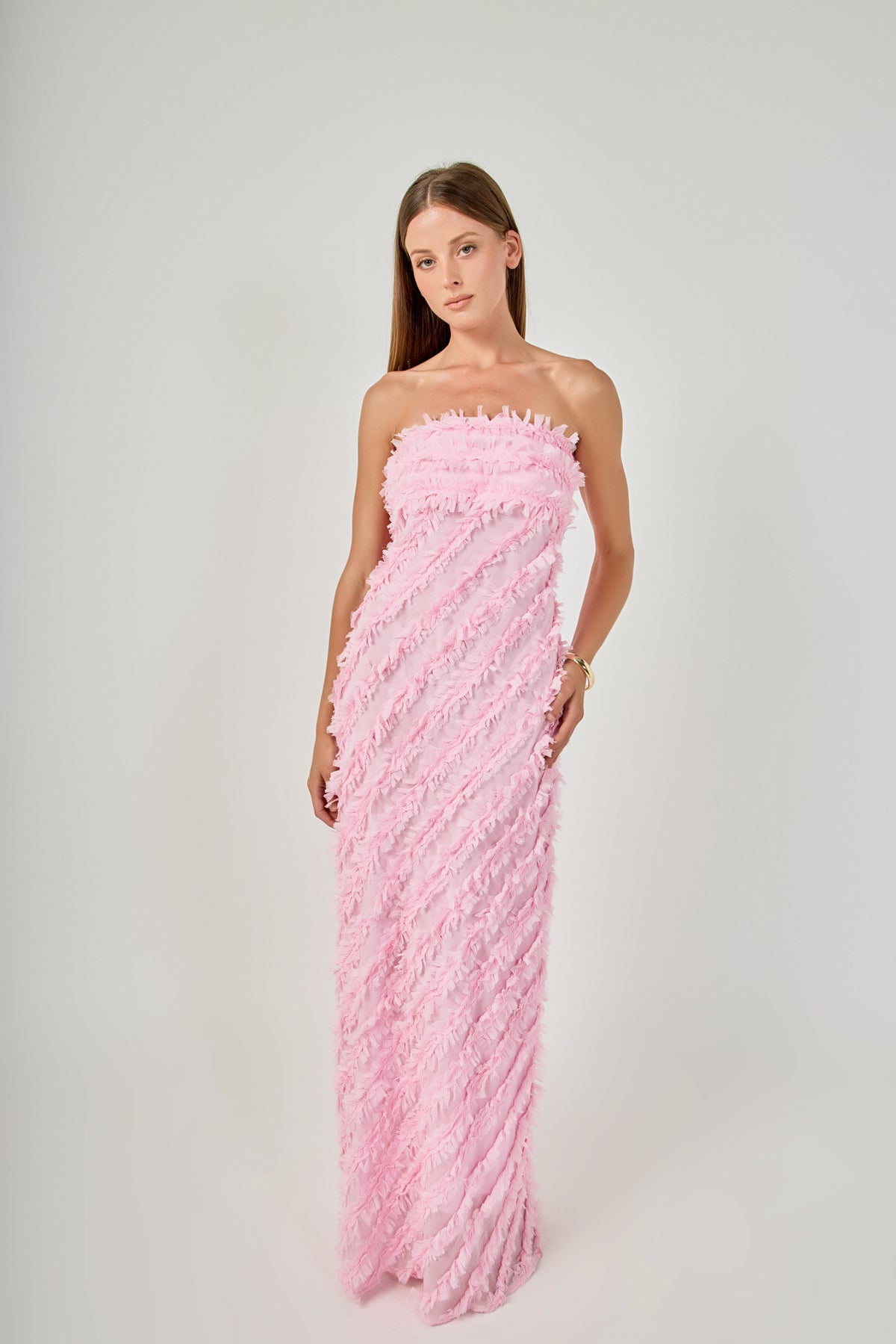 ENDLESS ROSE - Strapless Ruffled Maxi Dress - DRESSES available at Objectrare