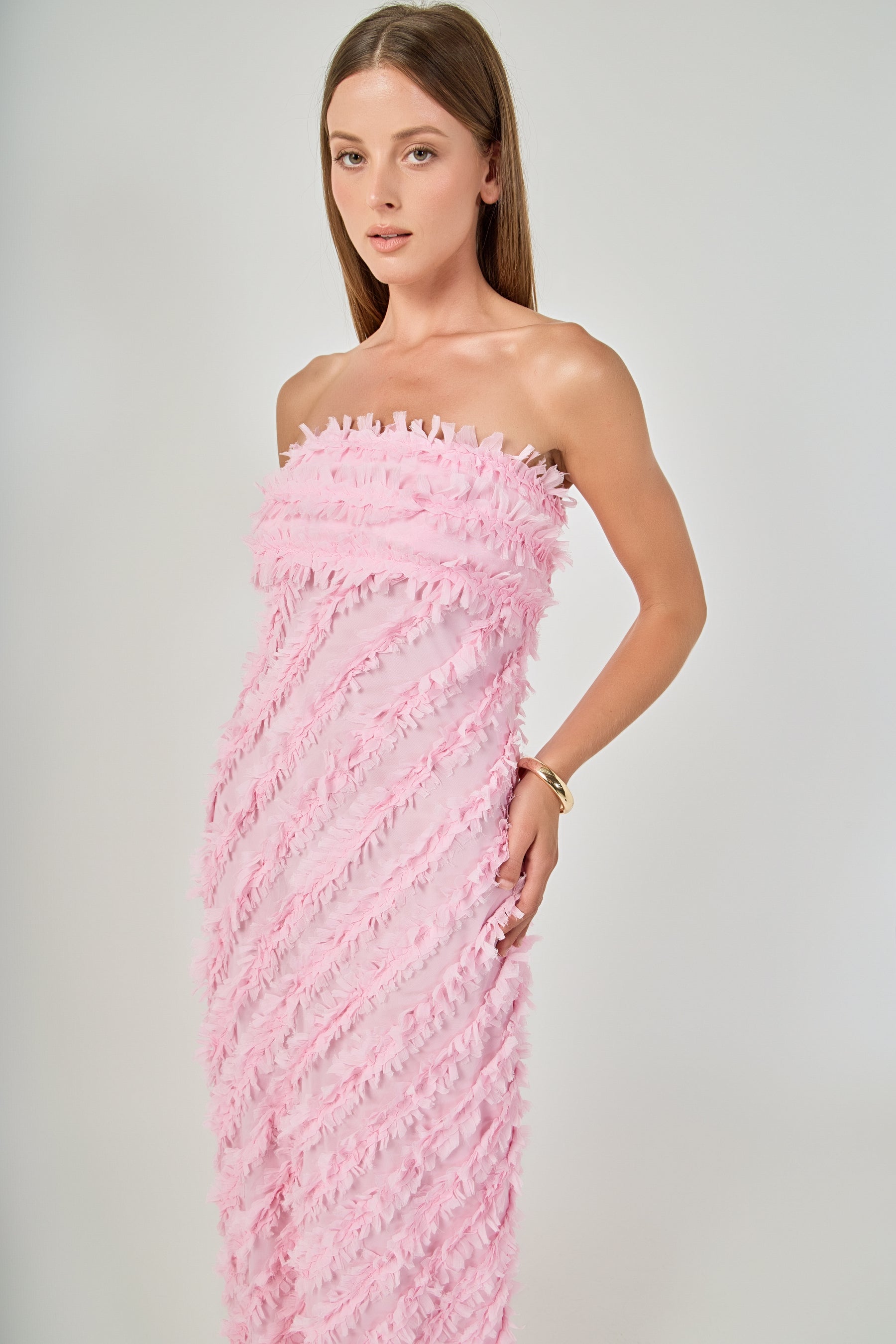 ENDLESS ROSE - Strapless Ruffled Maxi Dress - DRESSES available at Objectrare